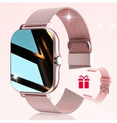 Smart Watch, p6 Call Sports Smart Watch para hombres y mujeres, calorías, sueño de frecuencia cardíaca, presión arterial, monitoreo de oxígeno en sangre, con reemplazo de 2 correas de reloj