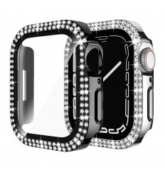 Megkhla 2-pack Bling Case para Apple Watch 40mm 44mm 41mm 45mm Series 8/7/6/5/4/se con protector de pantalla, PC duro a prueba de golpes Rhinestone Bumper Full Face Cover para Iwatch