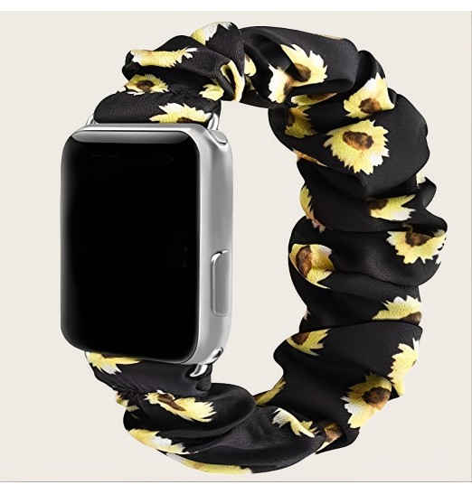 Estilo de correa de tela con correa de flor negra para Apple Watch Series 1/2/3/4/5/6