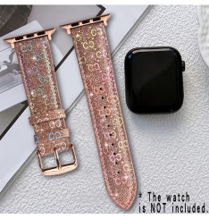 Brillo Bling Negro y amp; Banda de rejilla blanca compatible con iwatch 3/4/5/6/7/se