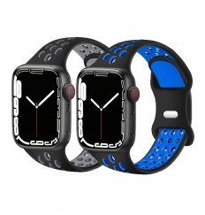 Paquete de 2 bandas deportivas compatibles con iwatch Ultra 49 mm 45 mm 44 mm 42 mm 41 mm 40 mm 38 mm Iwatch Series 8 7 6 5 4 3 2 1, correas de repuesto de silicona suave para hombres y mujeres