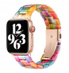 Bandas de resina de moda compatibles con iwatch Ultra 49 mm 45 mm 44 mm 42 mm 41 mm 40 mm 38 mm Iwatch Series 8 7 6 5 4 3 2 1 Se, reemplazo con hebilla de acero inoxidable de cobre Mujeres Hombres