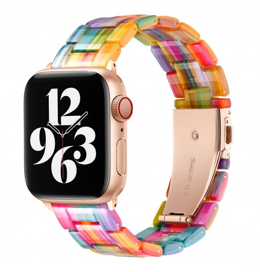 Bandas de resina de moda compatibles con iwatch Ultra 49 mm 45 mm 44 mm 42 mm 41 mm 40 mm 38 mm Iwatch Series 8 7 6 5 4 3 2 1 Se, reemplazo con hebilla de acero inoxidable de cobre Mujeres Hombres