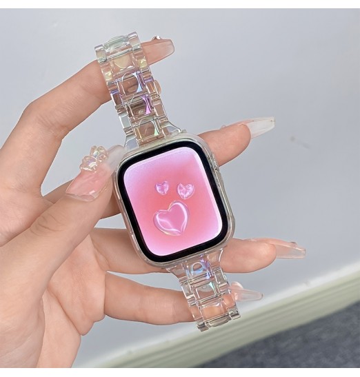 Bonita y hermosa pulsera de cristal transparente para iwatch Band Series Se 8 7 6 5 4 3 2 1, banda para 38/40/41mm 42/44/45/49mm