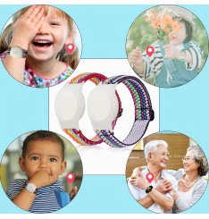 Regalos de Navidad para niños, paquete de 3 pulseras Airtag para niños, pulsera de nailon elástica con soporte para Apple Air Tag, funda protectora para anti-perdida Air Tag Gps Tracker con correa de reloj ajustable para niños pequeños, niños y niñas