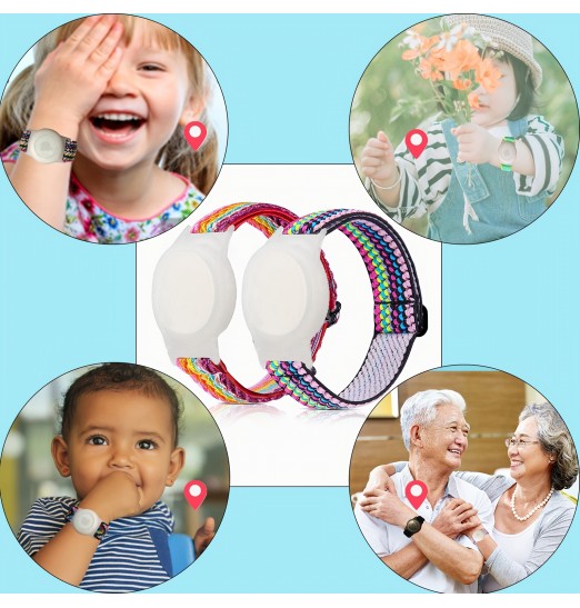 Regalos de Navidad para niños, paquete de 3 pulseras Airtag para niños, pulsera de nailon elástica con soporte para Apple Air Tag, funda protectora para anti-perdida Air Tag Gps Tracker con correa de reloj ajustable para niños pequeños, niños y niñas