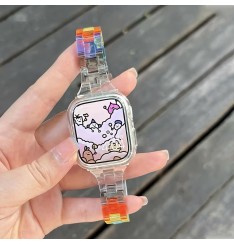 Correa de color transparente para Apple Watch Series 8/7/6/se/5/4 Diseño de cintura pequeña para Iwatch 45/44/42/41/40/38mm