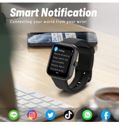 Fitness Tracker, Smart Watch 24h Monitor de salud preciso con pantalla táctil Fitness Watch para frecuencia cardíaca, oxígeno en sangre, monitor de sueño