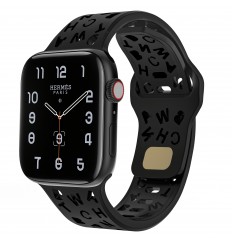 Nuevas correas de reloj inteligente de silicona compatibles con Apple Watch 38 mm 40 mm 41 mm 42 mm 44 mm 45 mm 49 mm Letras de moda deportivas suaves y elásticas Hollow Out Pulseras de repuesto para hombres y mujeres para Iwatch8 7 6 5 Se 4 3 2 1 Ultra