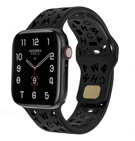 Nuevas correas de reloj inteligente de silicona compatibles con Apple Watch 38 mm 40 mm 41 mm 42 mm 44 mm 45 mm 49 mm Letras de moda deportivas suaves y elásticas Hollow Out Pulseras de repuesto para hombres y mujeres para Iwatch8 7 6 5 Se 4 3 2 1 Ultra