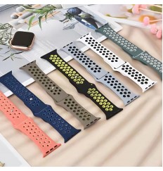 Correa de reloj de silicona para Apple Watch Band Ultra 49 mm 45 mm 41 mm 44 mm 40 mm 42 mm 38 mm Pulsera de reloj transpirable para Iwatch Series 8 7 Se 2022 6 5 4 3 2 1, sin reloj