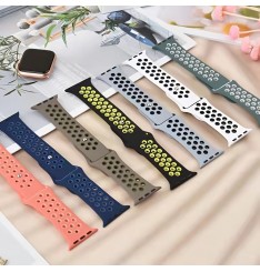 Correa de reloj de silicona para Apple Watch Band Ultra 49 mm 45 mm 41 mm 44 mm 40 mm 42 mm 38 mm Pulsera de reloj transpirable para Iwatch Series 8 7 Se 2022 6 5 4 3 2 1, sin reloj