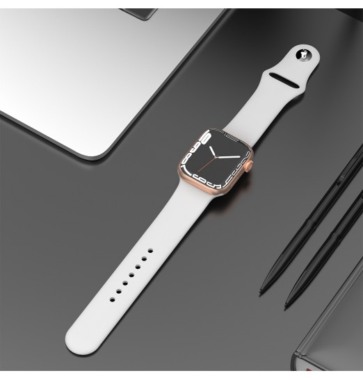 Banda de reloj deportivo de silicona suave duradera blanca para Apple Watch Series 38/40/41 mm, 42/44/45/49 mm