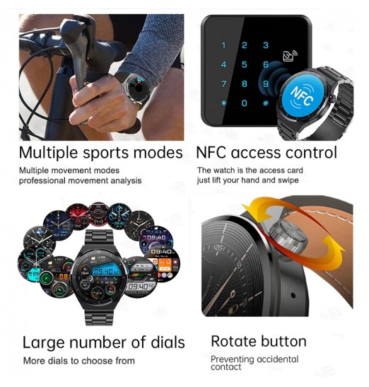 2023 NFC 390 * 390 HD Pantalla Frecuencia cardíaca Bluetooth Llamada Reloj inteligente