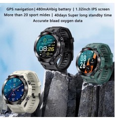 Lige Gps Men 480mah Pulsera Deportes Fitness Ip68 Reloj inteligente a prueba de agua Llamada