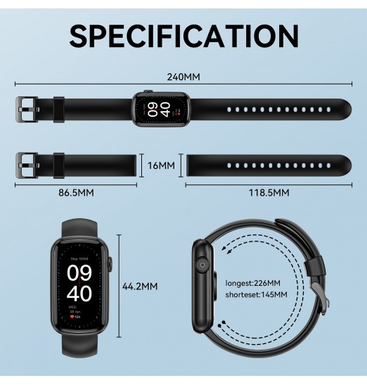 Reloj inteligente (recepción/marcación de llamadas), reloj inteligente con pantalla táctil completa para teléfonos Android e iOS Compatible con rastreador de actividad física, frecuencia cardíaca, sueño, oxígeno en sangre, contadores de pasos para hombres