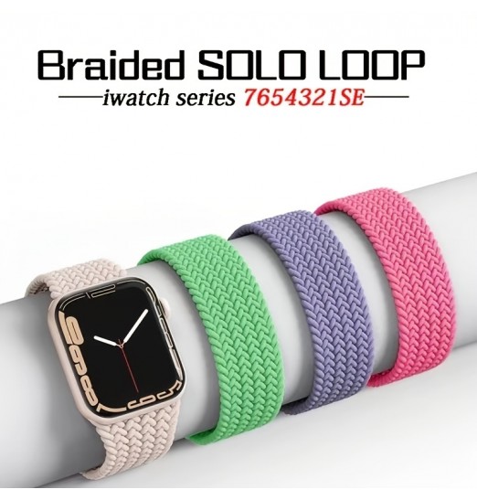 Solo Loop trenzado para Apple Watch Series 7 Se 6 5 4 3 2 Band