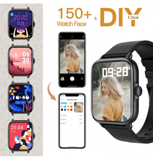 Reloj inteligente con pantalla táctil HD de 1,70 pulgadas para teléfonos Android e iOS, rastreador compatible con el monitor de sueño de fitness