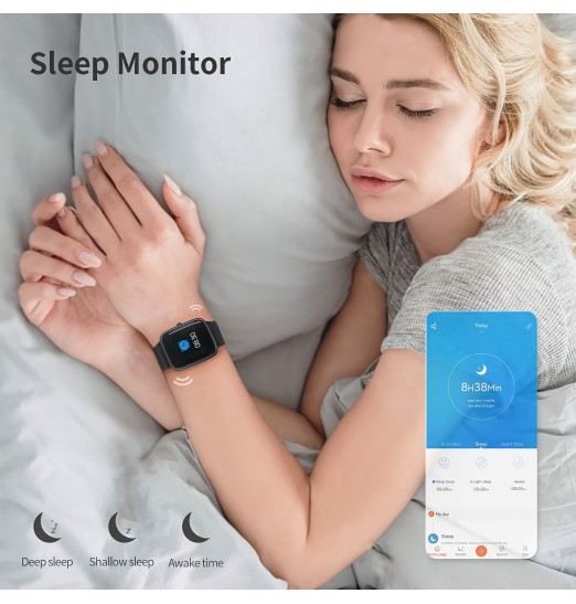 Smartwatch pantalla táctil de 1,33 pulgadas, monitoreo de movimiento, monitor de sueño de oxígeno en sangre, resistente al agua Ip68