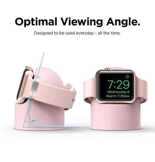 Soporte de carga de escritorio de silicona universal rosa para Apple Watch Series