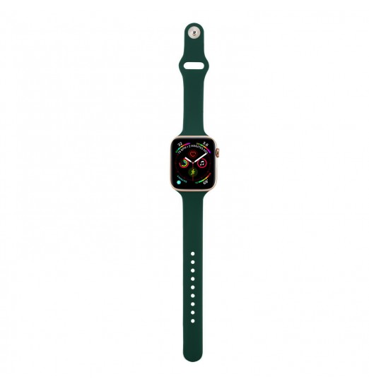 Correa de reloj impermeable de silicona de color verde oliva profundo para Apple Watch Series 38/40/41/42/44/45mm