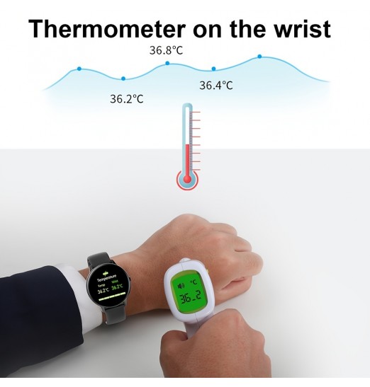 Reloj inteligente Monitoreo de la temperatura corporal Ritmo cardíaco Presión arterial Oxígeno en la sangre Modo multideportivo Recordatorio de llamadas entrantes Pulsera inteligente deportiva a prueba de agua