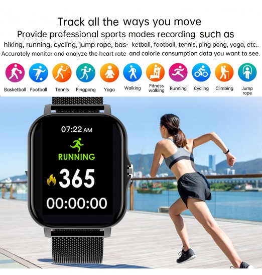 Smart Watch, p6 Call Sports Smart Watch para hombres y mujeres, calorías, sueño de frecuencia cardíaca, presión arterial, monitoreo de oxígeno en sangre, con reemplazo de 2 correas de reloj