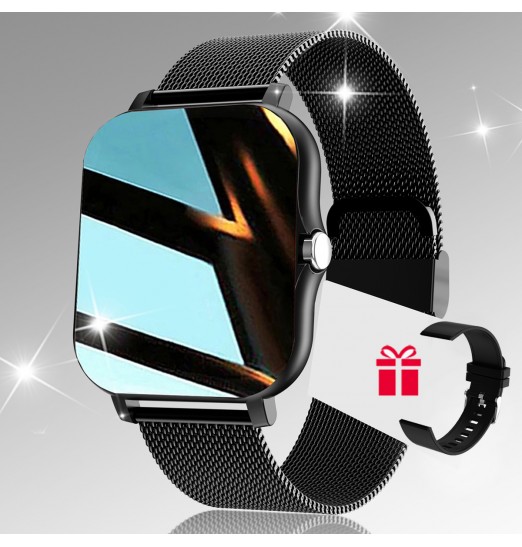 Smart Watch, p6 Call Sports Smart Watch para hombres y mujeres, calorías, sueño de frecuencia cardíaca, presión arterial, monitoreo de oxígeno en sangre, con reemplazo de 2 correas de reloj