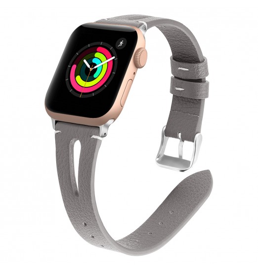 Bandas de cuero 38mm 40mm 41mm para Iwatch Se Series 8 7 6 5 4 3 2 1, correa delgada con orificio transpirable pulsera de repuesto para mujer