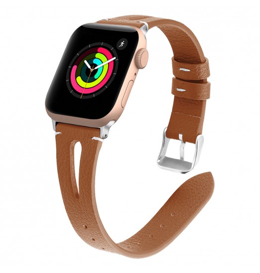 Bandas de cuero 38mm 40mm 41mm para Iwatch Se Series 8 7 6 5 4 3 2 1, correa delgada con orificio transpirable pulsera de repuesto para mujer