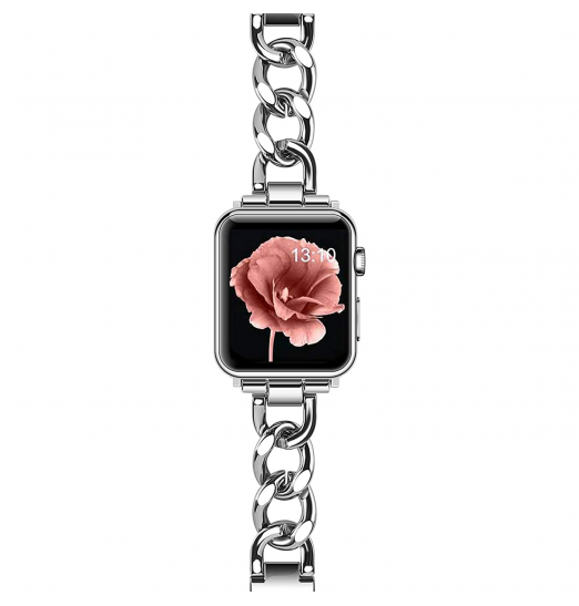 Pulsera de Metal elegante con cadena de vaquero elegante para Apple Watch Band 38mm 42mm 40mm 44mm 41mm 45mm Iwatch Se Series 7/6/5/4/3/2/1