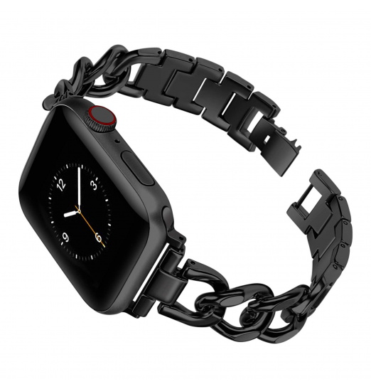 Pulsera de Metal elegante con cadena de vaquero elegante para Apple Watch Band 38mm 42mm 40mm 44mm 41mm 45mm Iwatch Se Series 7/6/5/4/3/2/1