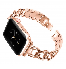 Pulsera de Metal elegante con cadena de vaquero elegante para Apple Watch Band 38mm 42mm 40mm 44mm 41mm 45mm Iwatch Se Series 7/6/5/4/3/2/1