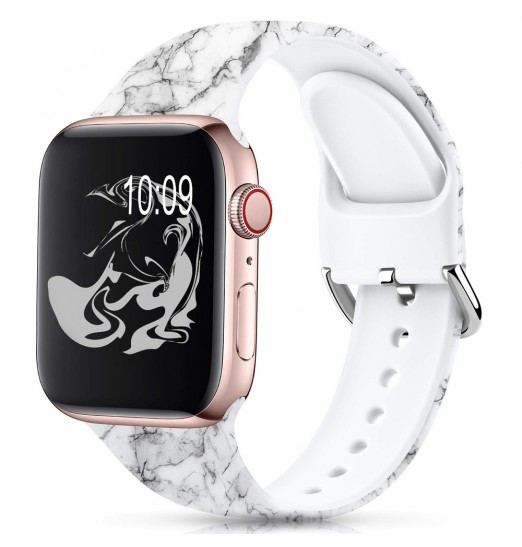 Banda floral compatible con Apple Watch Bands 38 mm 40 mm 41 mm 42 mm 44 mm 45 mm, correa de pulsera con estampado de silicona sin decoloración para Apple Watch Series Se 8 7 6 5 4 3 2 1