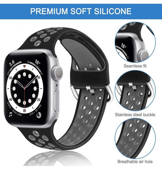 Correa deportiva compatible con Apple WatcBanda h 44mm 42mm 45mm 49mm 41mm 40mm 38mm, correa de silicona suave, bandas de repuesto transpirables para Apple Watch Se/ultra Iwatch Series 8 7 6 5 4 3 2 1