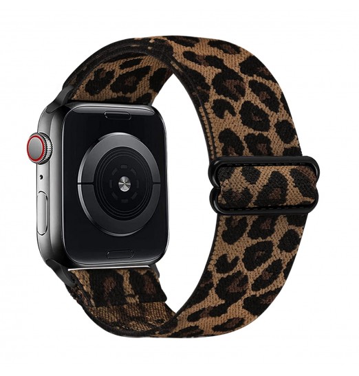 Correa de reloj de nailon elástico Compatible con Withiwatch 38mm 40mm 41mm 42mm 44mm 45mm, correa de leopardo ajustable para Iwatch Series 7 6 5 4 3 2 1 Se