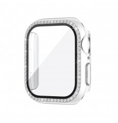 Estuche protector de diamantes de imitación con purpurina, protector de pantalla de cristal O para Apple Watch Series 8 7 6 5 4 40mm 44mm 41mm 45mm Tape