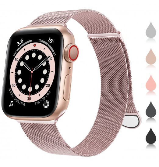 Anillo de malla de acero inoxidable Correa de hebilla magnética para Apple Watch Band Collection Ultra Se 8 7 6 5 4 3 2 1 38 mm 40 mm 41 mm 42 mm 44 mm 45 mm 49 mm