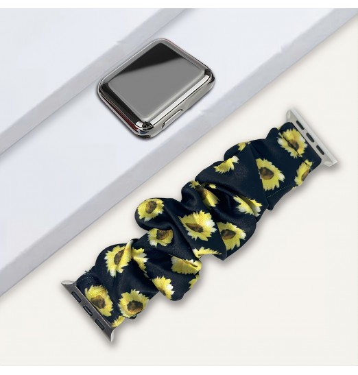 Estilo de correa de tela con correa de flor negra para Apple Watch Series 1/2/3/4/5/6