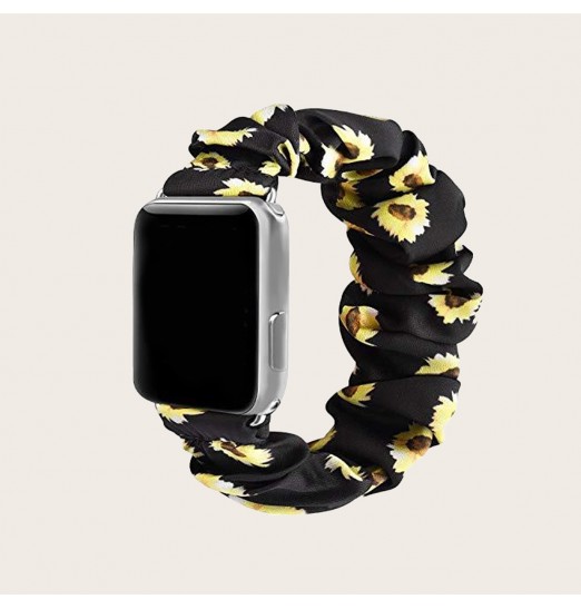 Estilo de correa de tela con correa de flor negra para Apple Watch Series 1/2/3/4/5/6