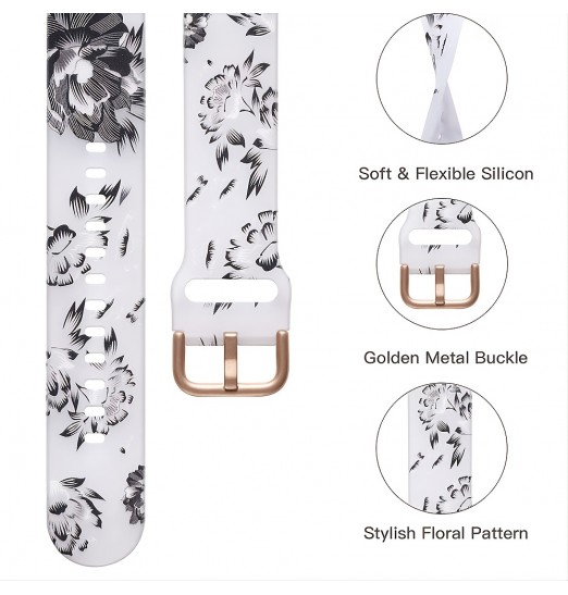 Compatible con Apple Watch Band 49 mm 45 mm 44 mm 42 mm 41 mm 40 mm 38 mm Iwatch Series 8/7/6/5/4/3/2/1/ultra/se Para mujeres Bandas de repuesto con estampado de silicona transparente