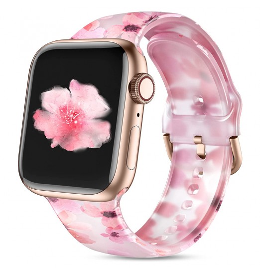 Compatible con Apple Watch Band 49 mm 45 mm 44 mm 42 mm 41 mm 40 mm 38 mm Iwatch Series 8/7/6/5/4/3/2/1/ultra/se Para mujeres Bandas de repuesto con estampado de silicona transparente