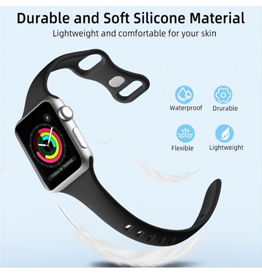 Correa de reloj de silicona delgada deportiva compatible con Apple Watch Band 38 mm 42 mm 40 mm 44 mm 41 mm 45 mm 49 mm, correa de repuesto delgada, suave y estrecha para Iwatch Ultra Series 8/7 / se / 6/5/4/3/2/1 Mujeres Hombres