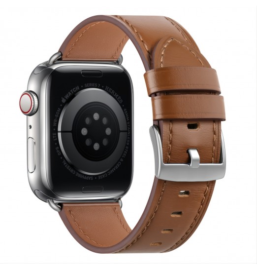 Bandas de cuero genuino compatibles con Apple Watch Bands 42mm 44mm 45mm Reemplazo de cuero genuino vintage suave