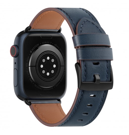 Bandas de cuero genuino compatibles con Apple Watch Bands 42mm 44mm 45mm Reemplazo de cuero genuino vintage suave