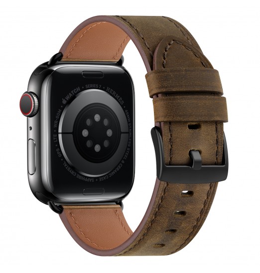 Bandas de cuero genuino compatibles con Apple Watch Bands 42mm 44mm 45mm Reemplazo de cuero genuino vintage suave