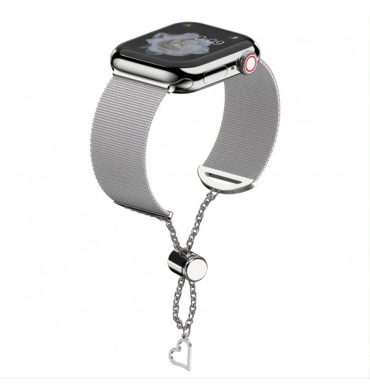 Correa de reloj de acero inoxidable de metal milanesa de diseño ajustable para Apple Watch Series 38/40/41/42/44/45 mm