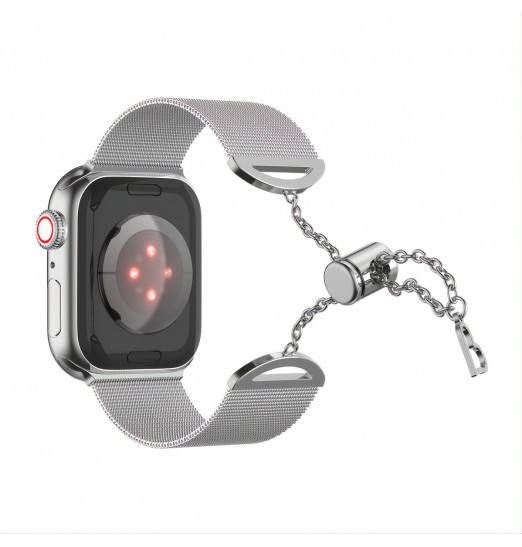 Correa de reloj de acero inoxidable de metal milanesa de diseño ajustable para Apple Watch Series 38/40/41/42/44/45 mm