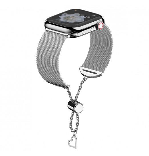 Correa de reloj de acero inoxidable de metal milanesa de diseño ajustable para Apple Watch Series 38/40/41/42/44/45 mm