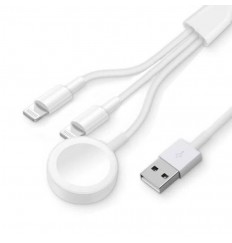 Cable USB 3 en 1 para Iphone y amplificador; Cargador inalámbrico para Apple Watch Iwatch Cable de carga portátil Compatible con Apple Watch Ultra Series Se/8/7/6/5/4/3/2/1